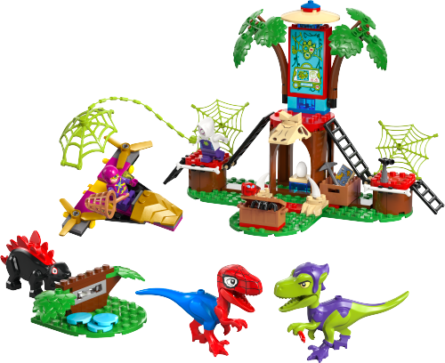 Spidey and Gobby's Raptor Battle at Tree House HQ Sets