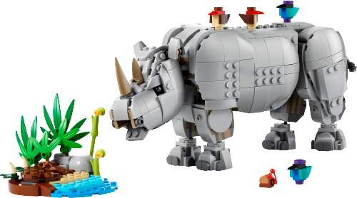 Wild Animals: Majestic Rhino with Birds Sets
