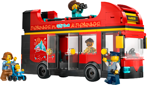 Red Double-Decker Sightseeing Bus Sets