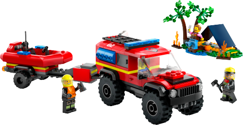 60412 4x4 Fire Engine with Rescue Boat Sets