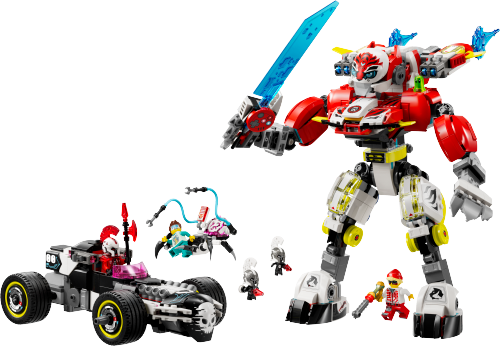 Cooper's Tiger Mech & Zero's Hot Rod Car Sets